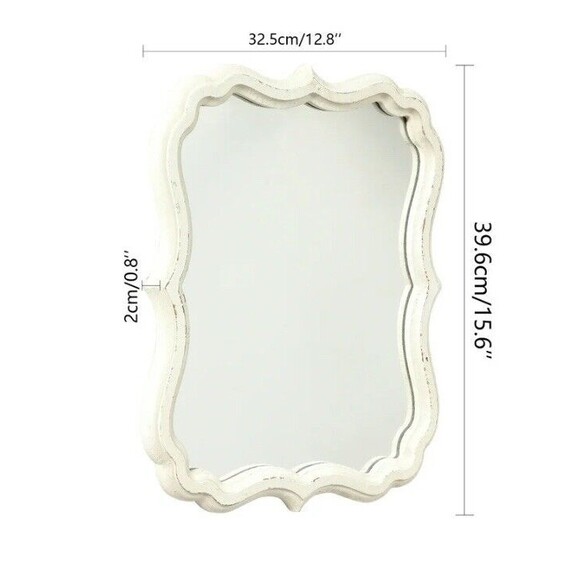Rustic White Scalloped Wall Mirror 12" X 15", Mirror Wall Decor, Decorative Wall - Picture 2 of 9